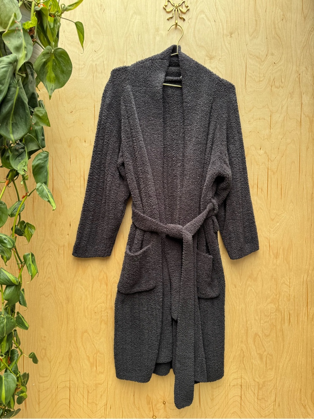 POTTERY BARN Cozy Ribbed Robe Gray S - Picture 5 of 8